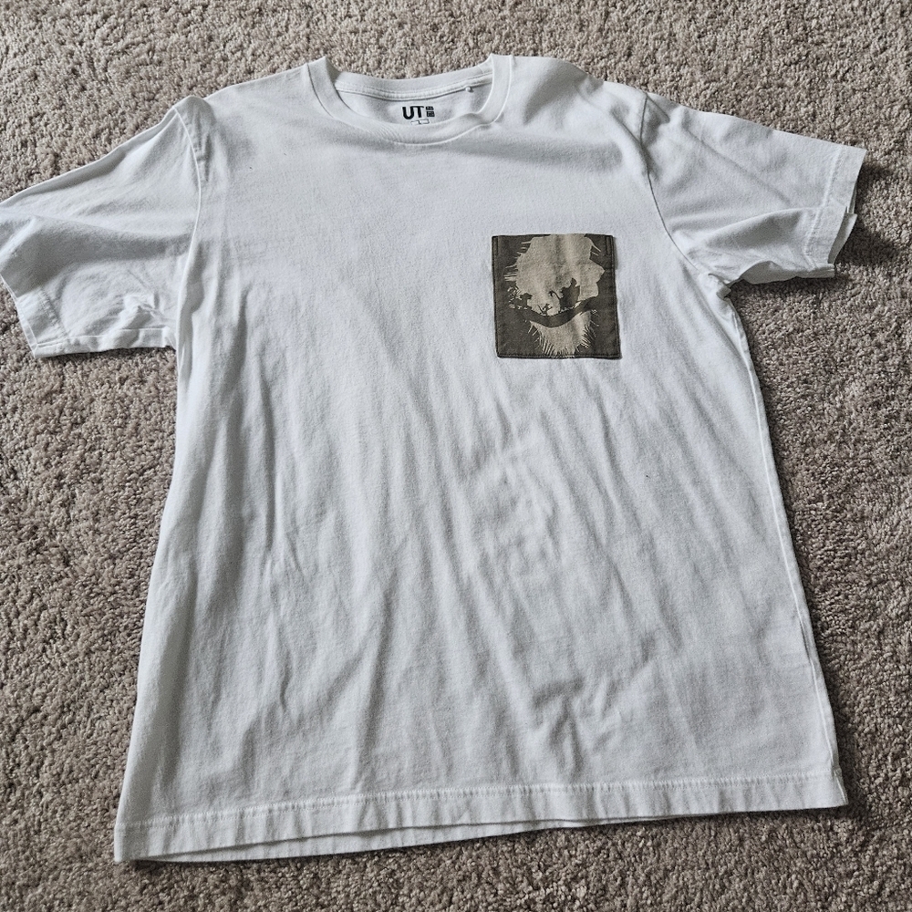 Uniqlo White Tee with Olive Pocket
